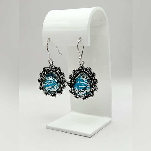 BLUE RUTILE EARRINGS - Picture 7 of 15